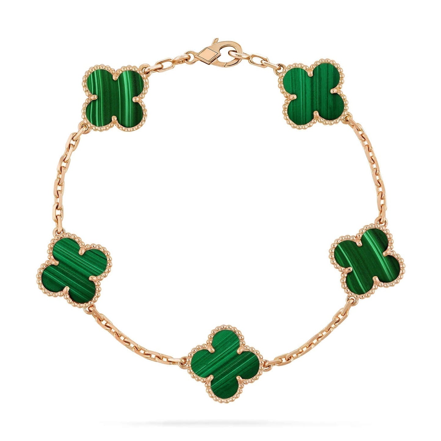 [BIJOUX]CLOVER 5 MOTIFS MALACHITE BRACELET