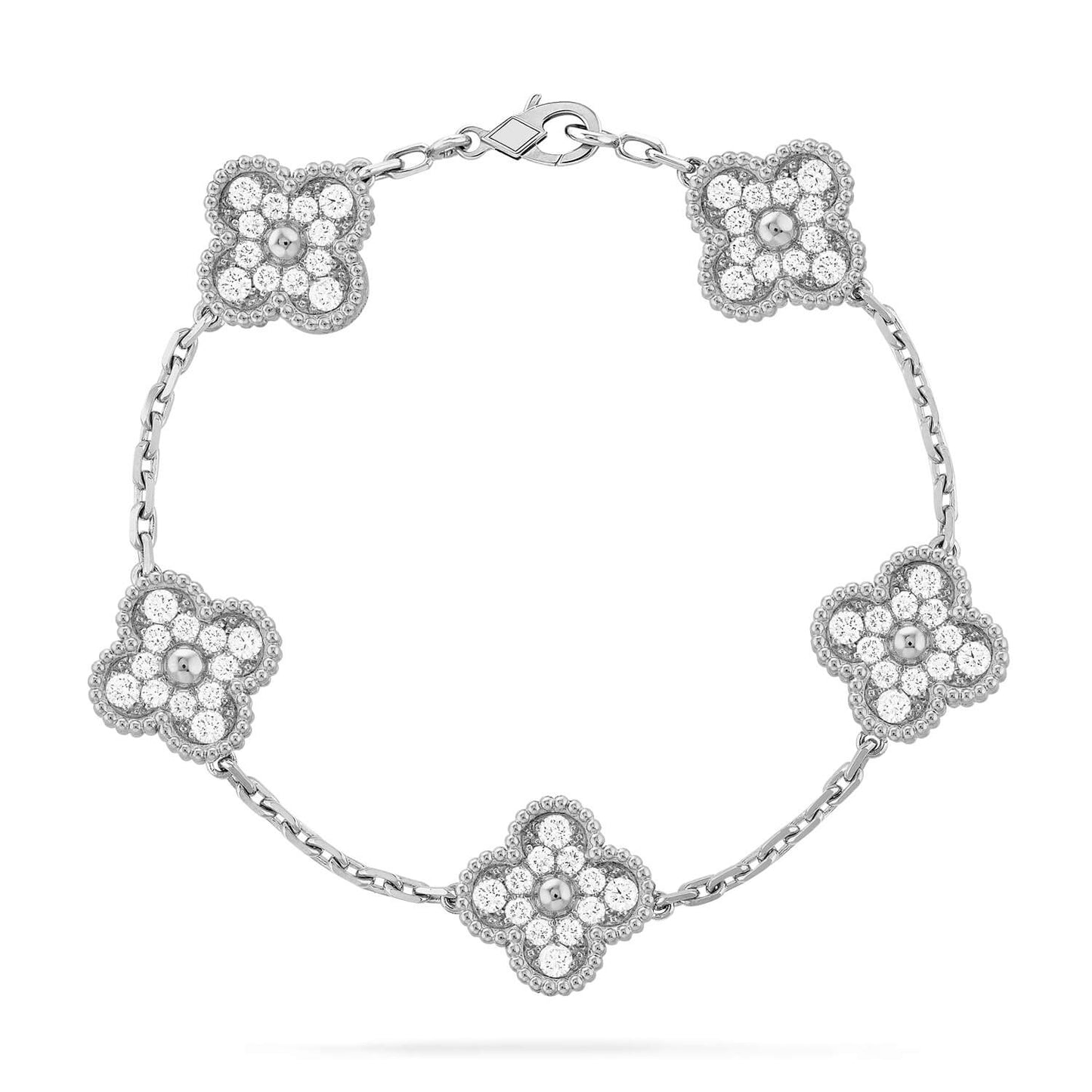 [BIJOUX]CLOVER 5 MOTIFS  DIAMOND BRACELET SILVER