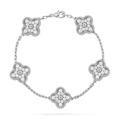 [BIJOUX]CLOVER 5 MOTIFS  DIAMOND BRACELET SILVER