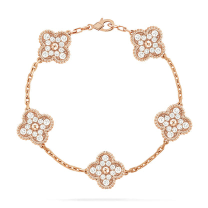 [BIJOUX]CLOVER 5 MOTIFS  FULL DIAMOND BRACELET