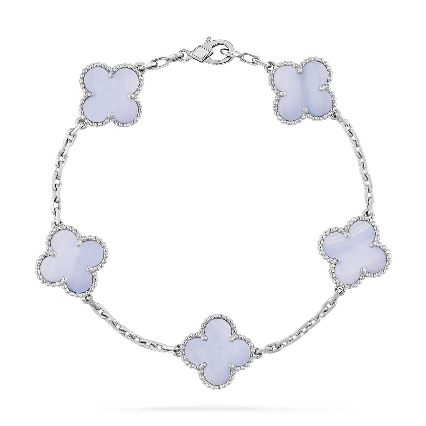 [BIJOUX]CLOVER  5 MOTIF PURPLE CHALCEDONY BRACELET SILVER