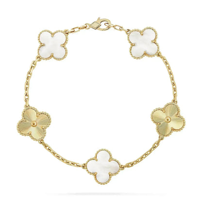 [BIJOUX]CLOVER BRACELET 5 MOTIF WHITE MOP PINK GOLD