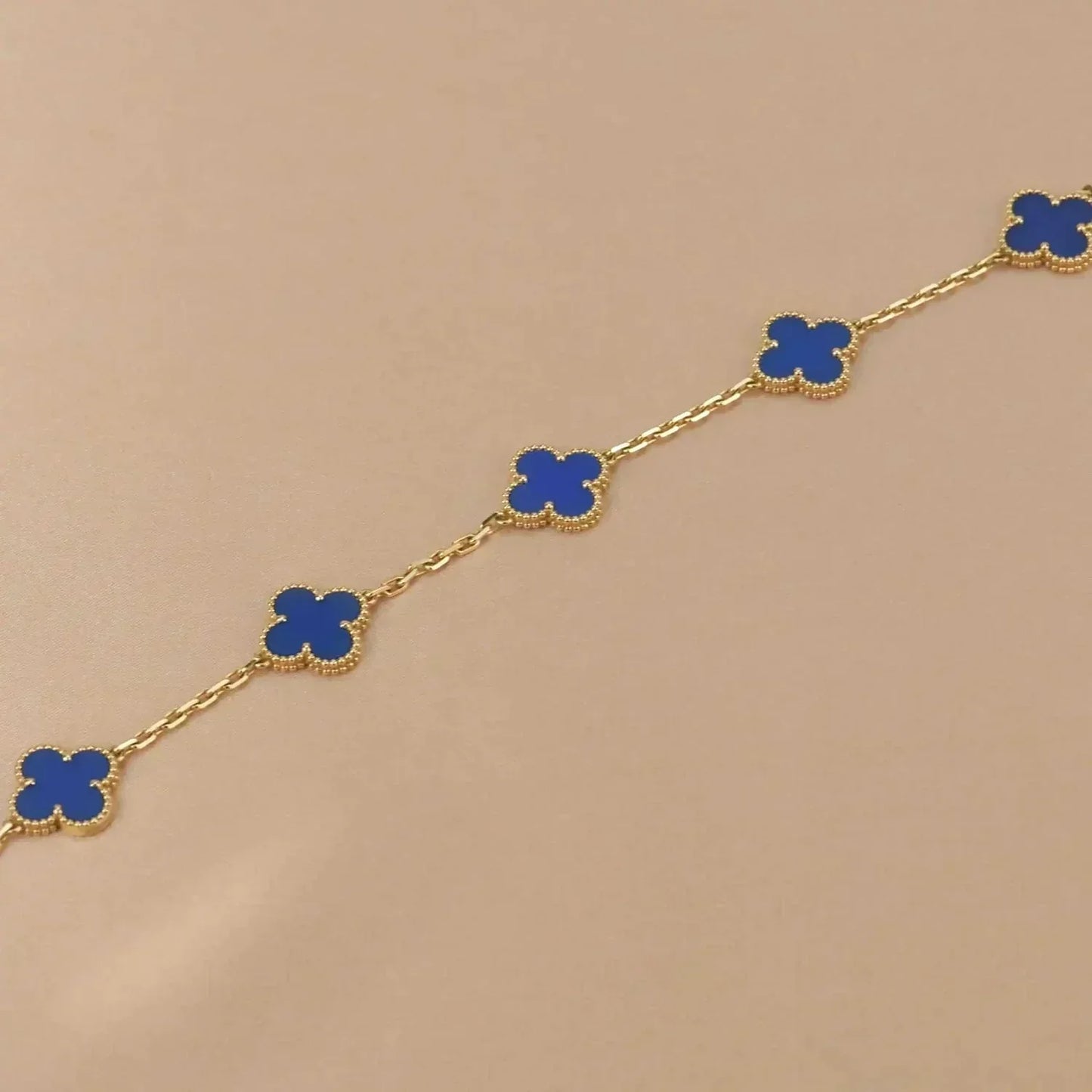 [BIJOUX]CLOVER 5 MOTIFS BLUE AGATE BRACELET