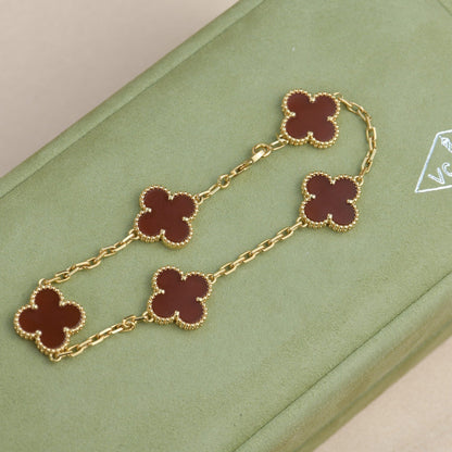 [BIJOUX]CLOVER 5 MOTIFS RED AGATE  BRACELET