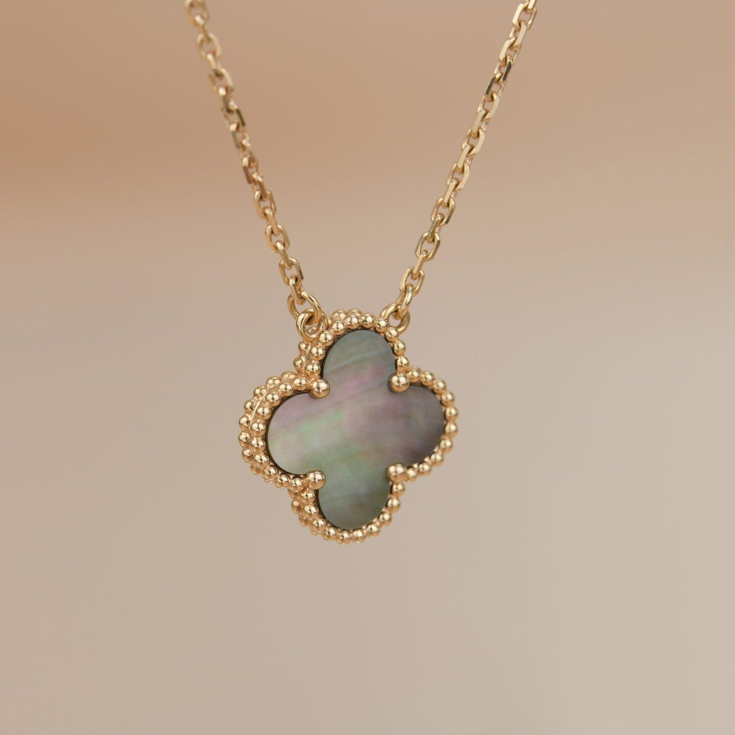 [BIJOUX]CLOVER 15MM  GRAY MOTHER OF PEARL NECKLACE