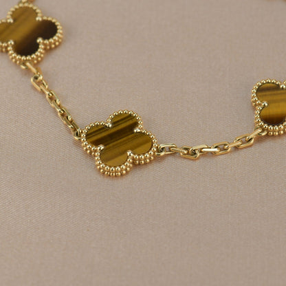 [BIJOUX]CLOVER  5 MOTIFS TIGER EYE BRACELET