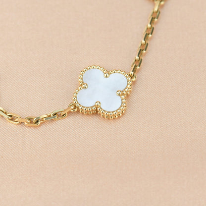 [BIJOUX]CLOVER  5 MOTIF WHITE MOP BRACELET