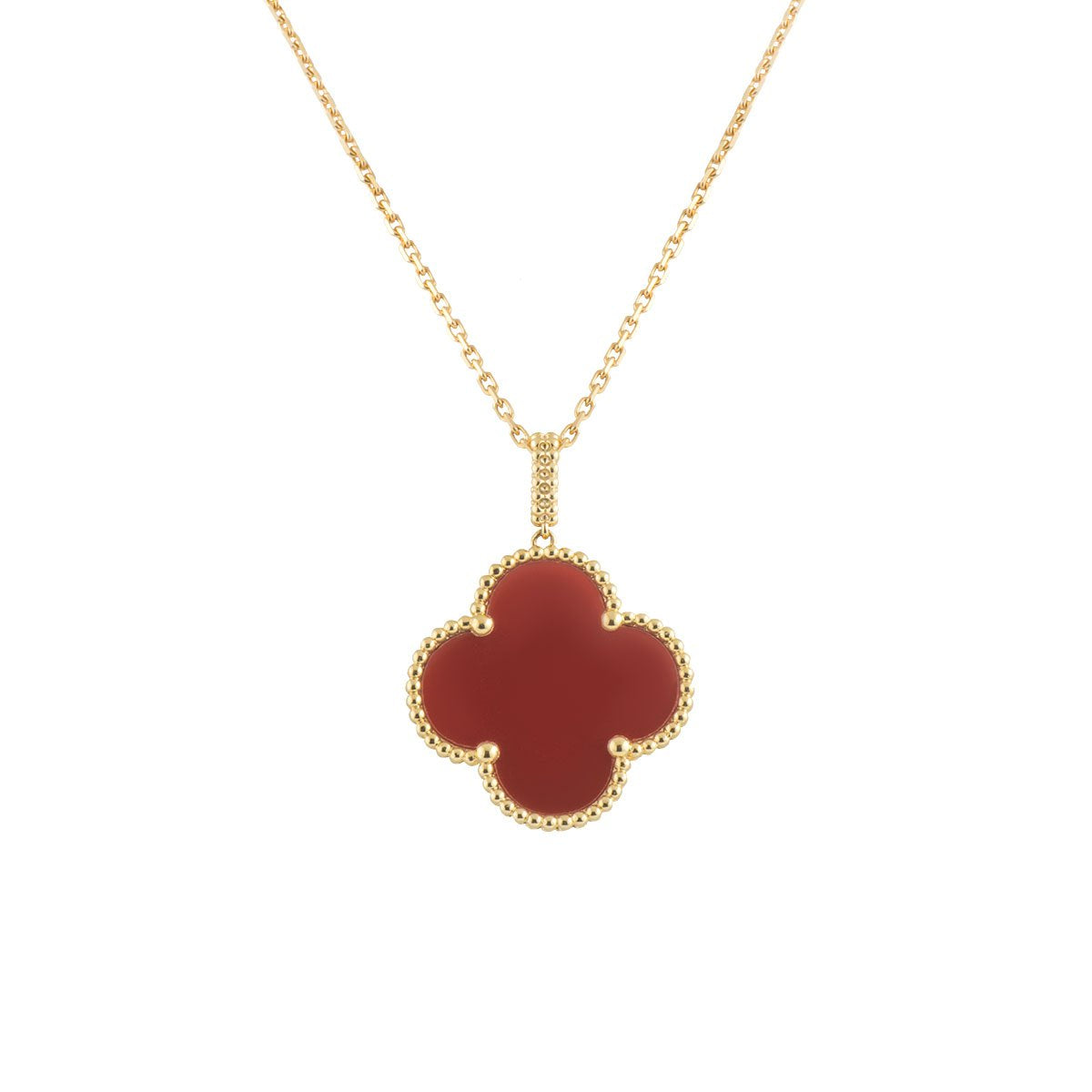 [BIJOUX]CLOVER 25MM NECKLACE GOLD CARNELIAN