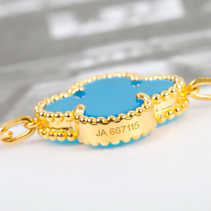 [BIJOUX]CLOVER 5 MOTIFS TURQUOISE BRACELET