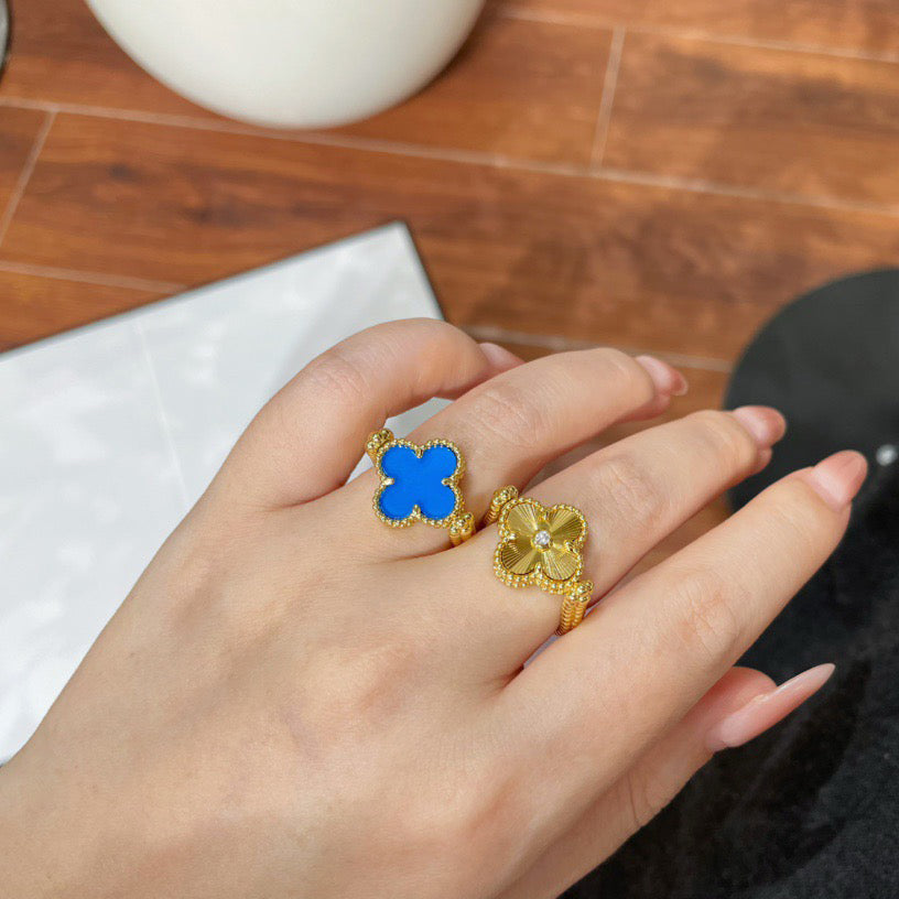 [BIJOUX]CLOVER RIVERSIBLE BLUE AGATE RING