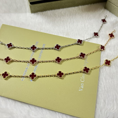 [BIJOUX]CLOVER 6 MOTIF RED AGATE BRACELET
