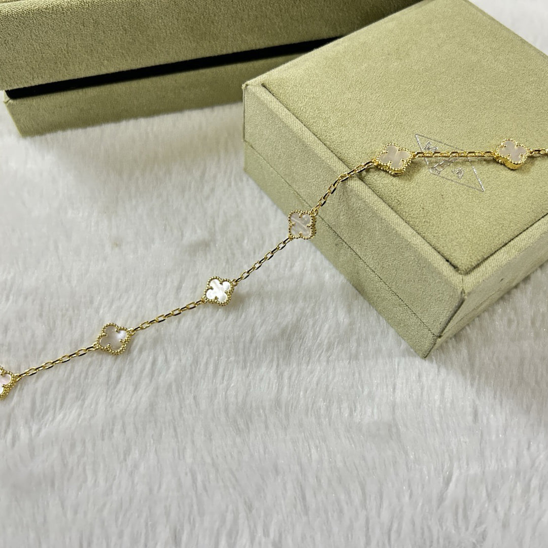 [BIJOUX]CLOVER 6 MOTIF WHITE MOP BRACELET