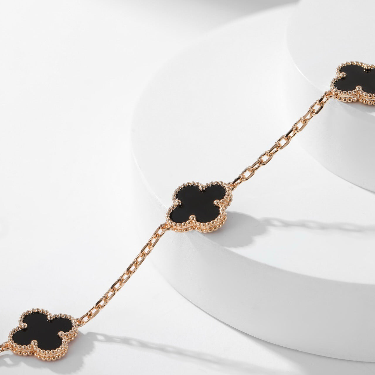 [BIJOUX]CLOVER 10 MOTIFS ONYX NECKLACE