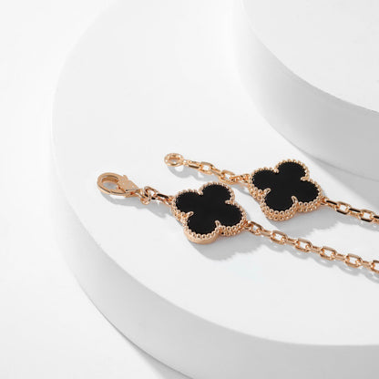 [BIJOUX]CLOVER 10 MOTIFS ONYX NECKLACE