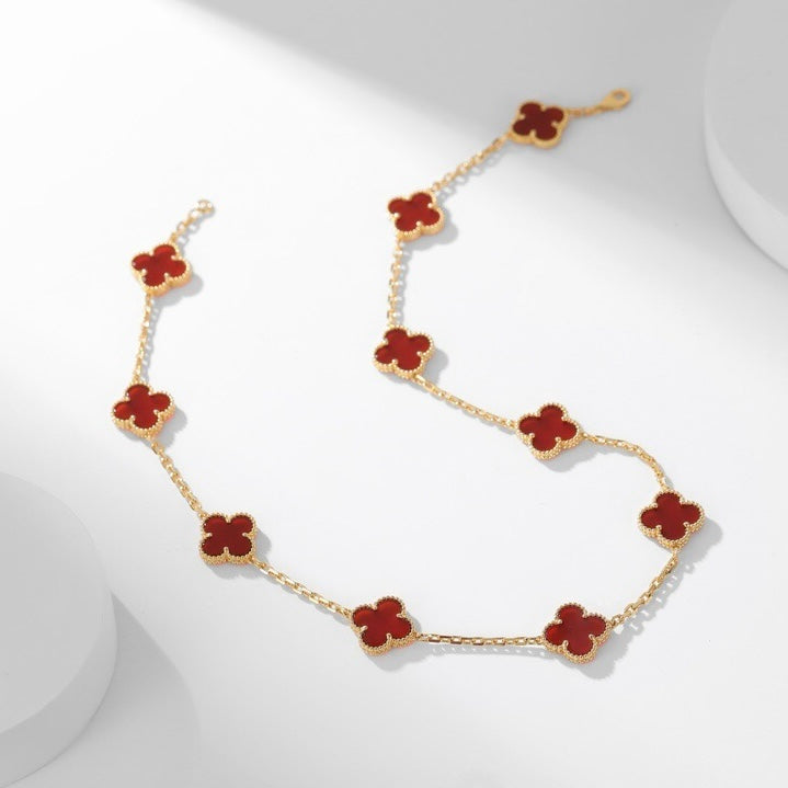 [BIJOUX]CLOVER 10 MOTIFS CARNELIAN NECKLACE