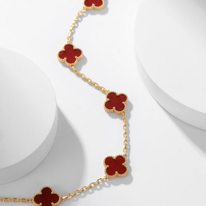 [BIJOUX]CLOVER 10 MOTIFS CARNELIAN NECKLACE