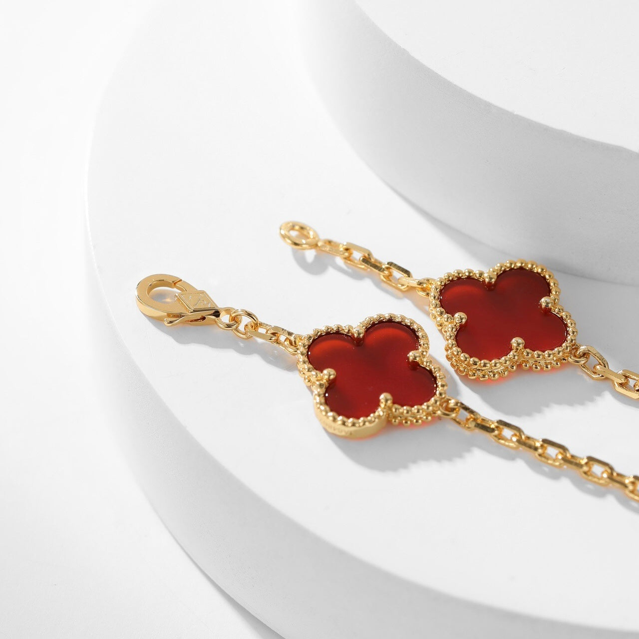 [BIJOUX]CLOVER 10 MOTIFS CARNELIAN NECKLACE