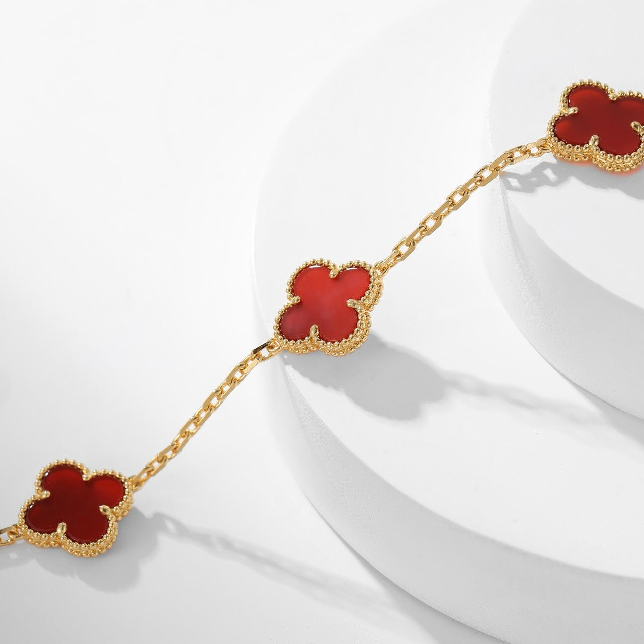 [BIJOUX]CLOVER 10 MOTIFS CARNELIAN NECKLACE