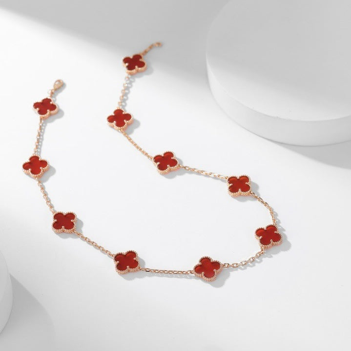 [BIJOUX]CLOVER 10 MOTIFS CARNELIAN NECKLACE