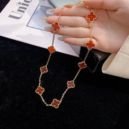 [BIJOUX]CLOVER 10 MOTIFS CARNELIAN NECKLACE