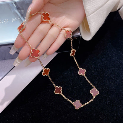 [BIJOUX]CLOVER 10 MOTIFS CARNELIAN NECKLACE