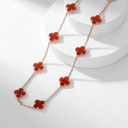 [BIJOUX]CLOVER 10 MOTIFS CARNELIAN NECKLACE