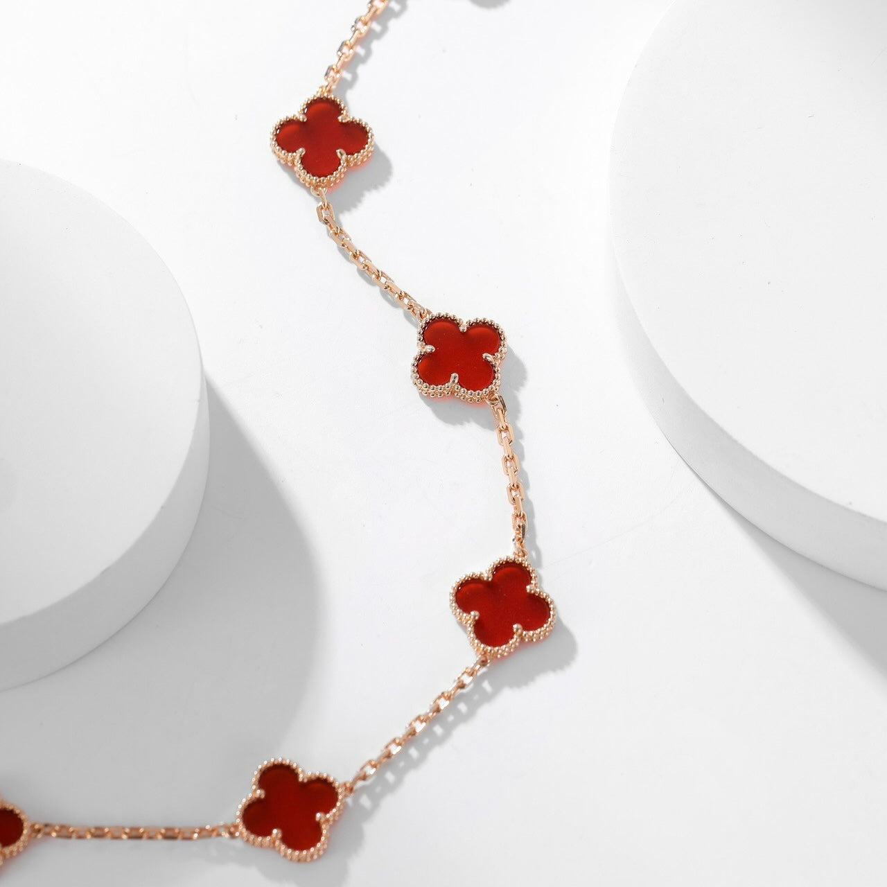 [BIJOUX]CLOVER 10 MOTIFS CARNELIAN NECKLACE