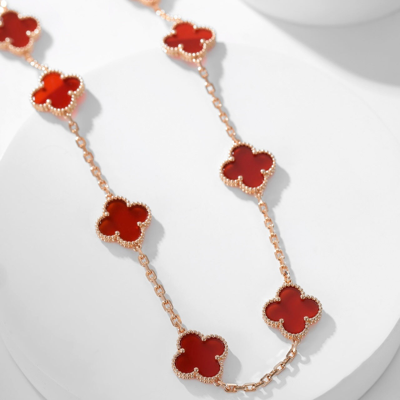 [BIJOUX]CLOVER 10 MOTIFS CARNELIAN NECKLACE