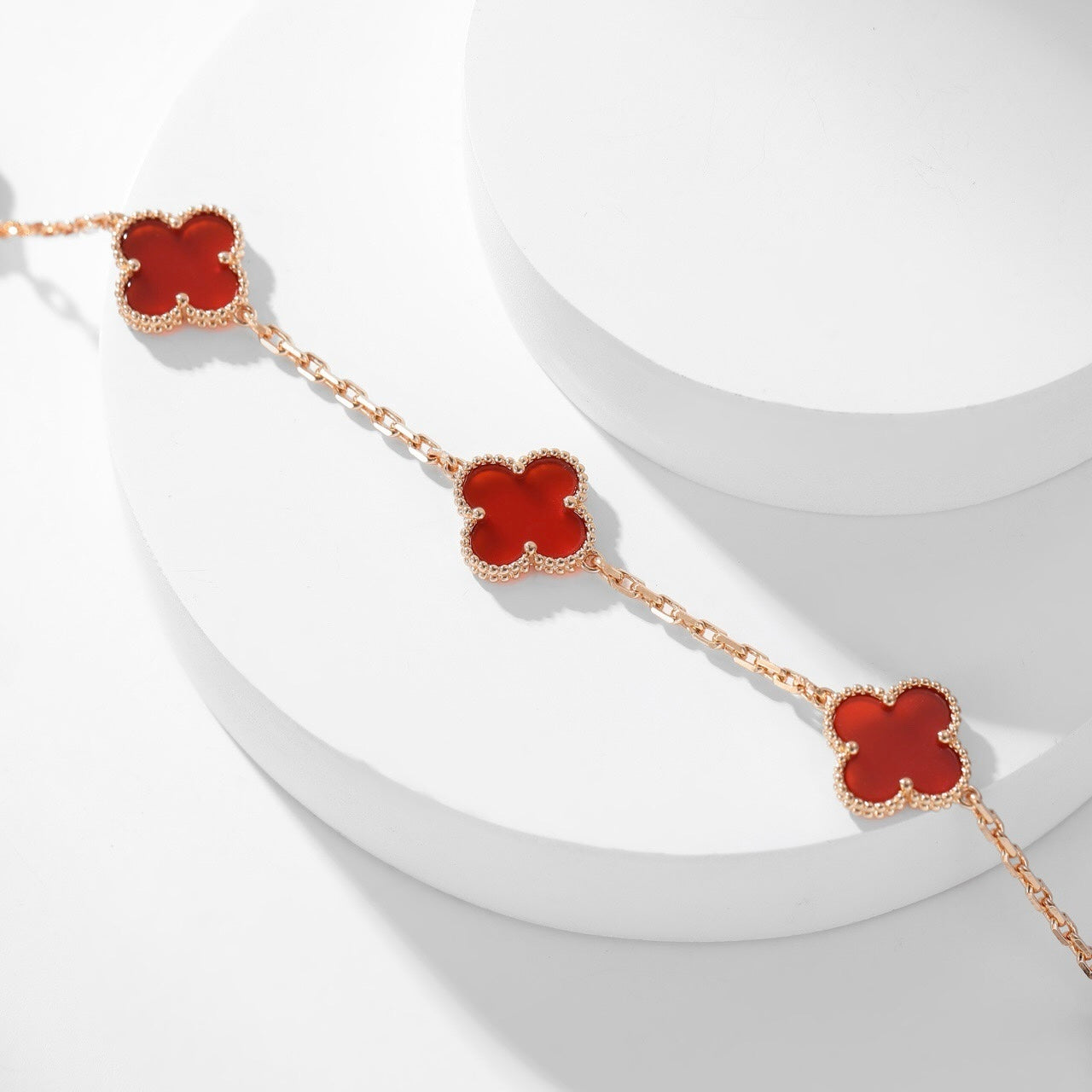 [BIJOUX]CLOVER 10 MOTIFS CARNELIAN NECKLACE