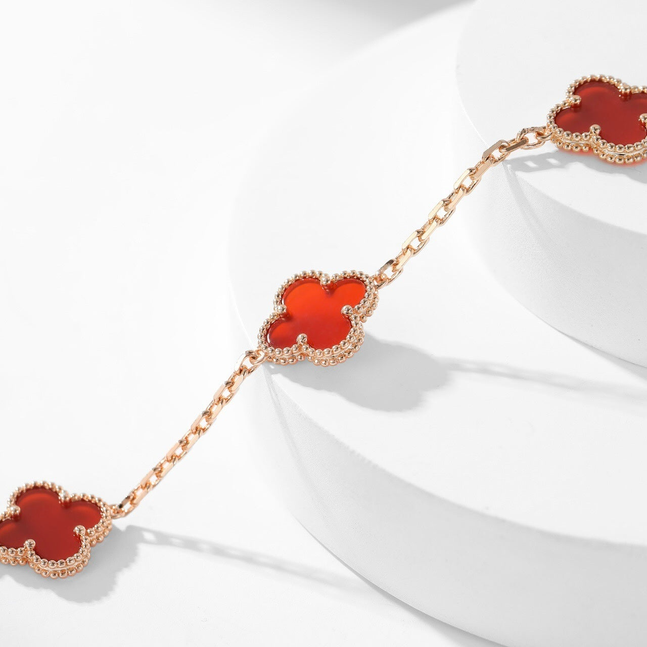 [BIJOUX]CLOVER 10 MOTIFS CARNELIAN NECKLACE