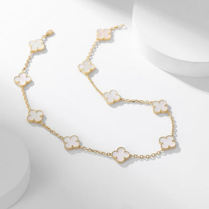 [BIJOUX]CLOVER 10 MOTIFS WHITE MOTHER OF PEARL NECKLACE