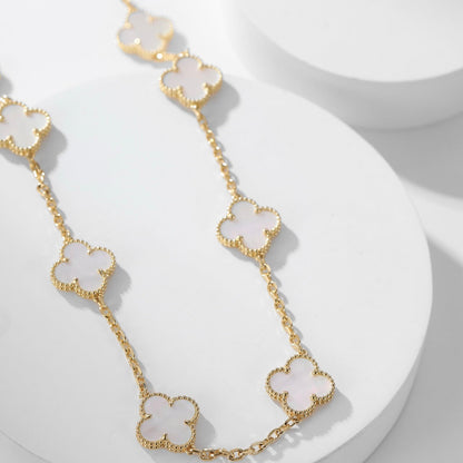 [BIJOUX]CLOVER 10 MOTIFS WHITE MOTHER OF PEARL NECKLACE