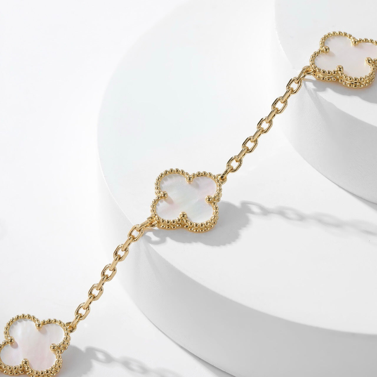 [BIJOUX]CLOVER 10 MOTIFS WHITE MOTHER OF PEARL NECKLACE