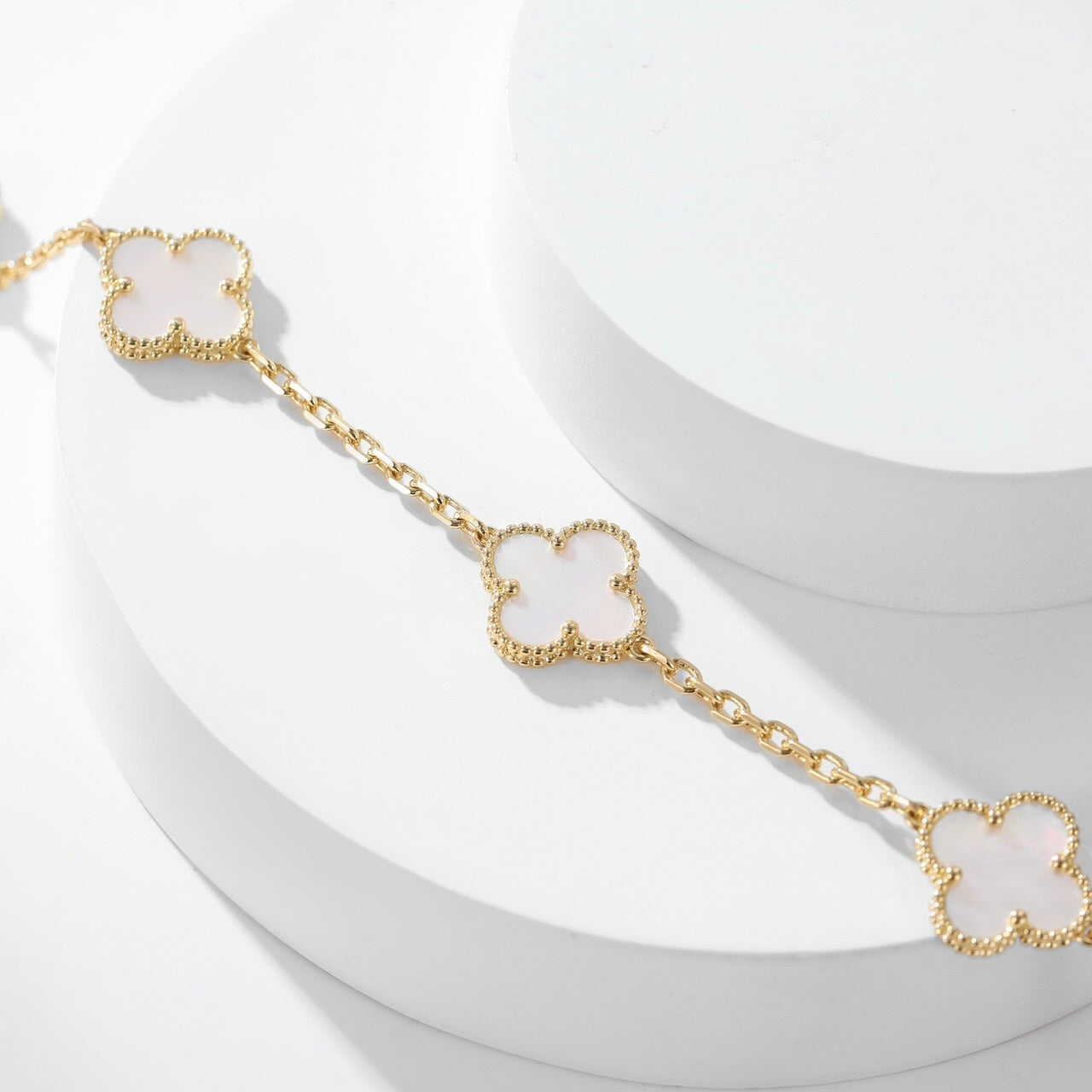 [BIJOUX]CLOVER 10 MOTIFS WHITE MOTHER OF PEARL NECKLACE