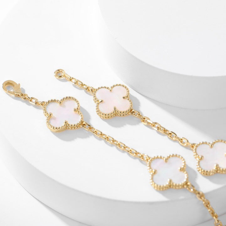 [BIJOUX]CLOVER 10 MOTIFS WHITE MOTHER OF PEARL NECKLACE