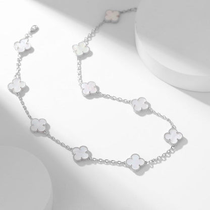 [BIJOUX]CLOVER 10 MOTIFS WHITE MOTHER OF PEARL NECKLACE