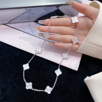 [BIJOUX]CLOVER 10 MOTIFS WHITE MOTHER OF PEARL NECKLACE