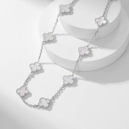 [BIJOUX]CLOVER 10 MOTIFS WHITE MOTHER OF PEARL NECKLACE