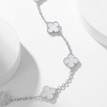 [BIJOUX]CLOVER 10 MOTIFS WHITE MOTHER OF PEARL NECKLACE