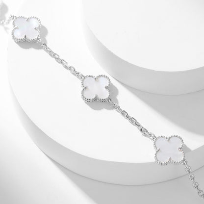 [BIJOUX]CLOVER 10 MOTIFS WHITE MOTHER OF PEARL NECKLACE