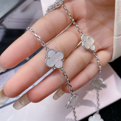 [BIJOUX]CLOVER 10 MOTIFS WHITE MOTHER OF PEARL NECKLACE