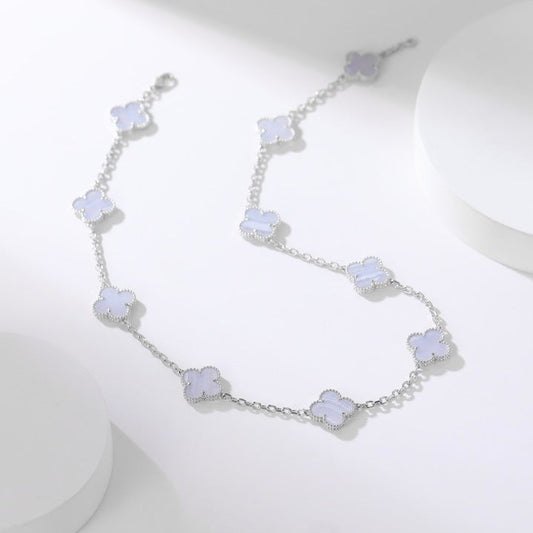 [BIJOUX]CLOVER 10 MOTIFS PURPLE CHALCEDONY NECKLACE