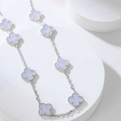 [BIJOUX]CLOVER 10 MOTIFS PURPLE CHALCEDONY NECKLACE