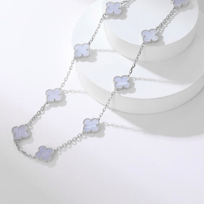 [BIJOUX]CLOVER 10 MOTIFS PURPLE CHALCEDONY NECKLACE