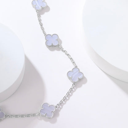 [BIJOUX]CLOVER 10 MOTIFS PURPLE CHALCEDONY NECKLACE