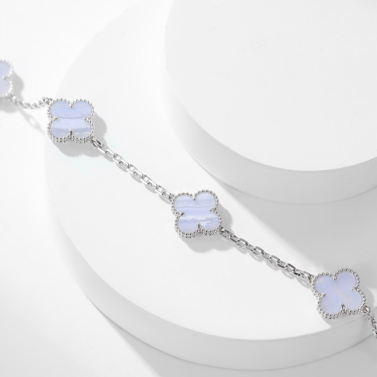 [BIJOUX]CLOVER 10 MOTIFS PURPLE CHALCEDONY NECKLACE