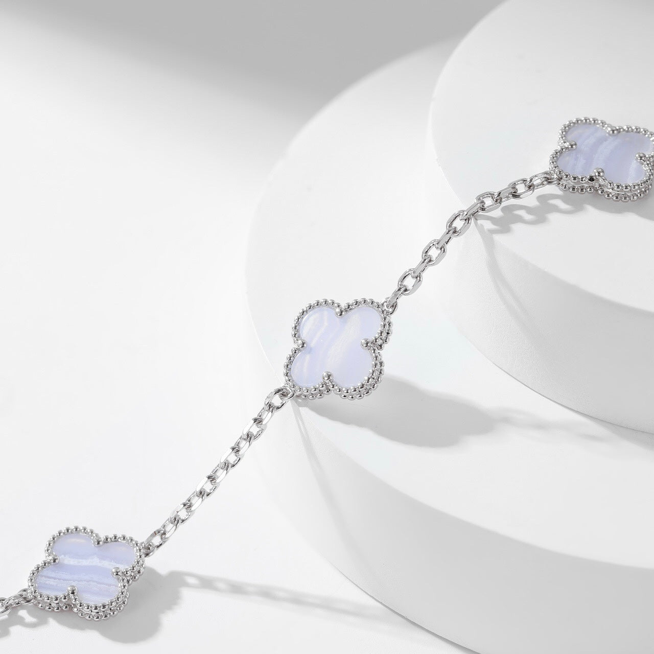 [BIJOUX]CLOVER 10 MOTIFS PURPLE CHALCEDONY NECKLACE