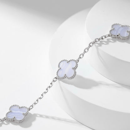 [BIJOUX]CLOVER 10 MOTIFS PURPLE CHALCEDONY NECKLACE