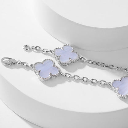 [BIJOUX]CLOVER 10 MOTIFS PURPLE CHALCEDONY NECKLACE