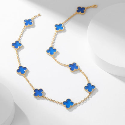 [BIJOUX]CLOVER 10 MOTIFS BLUE AGATE NECKLACE